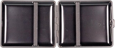 Zigtt.-Etui v.H. Soft-Leder dunkelbraun, Rahmen schwarz, 18e
