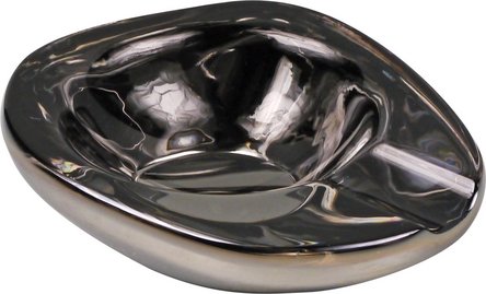 Zigarrenascher Kristallglas oval grau 1 Ablage