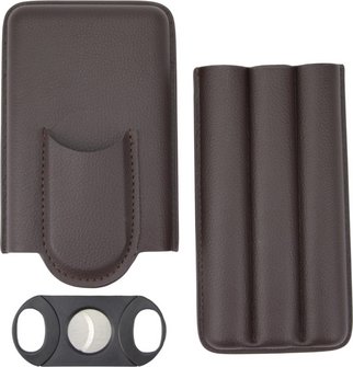 Zigarren-Schiebe-Etui Lederoptik braun 3er