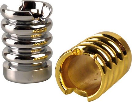 Cigarette extinguisher round/grooves open chrome + gold