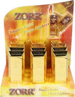 Zorr Goldbarren Piezofeuerzeug im Display