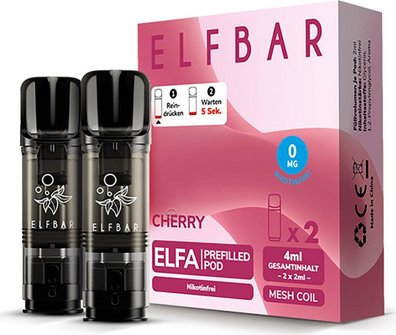 ELFBAR ELFA Pod Cherry 0mg Nikotin 2er