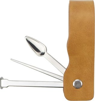 Pfeifenbesteck nickel guilloch.3tlg mit H&uuml;lle in Lederoptik