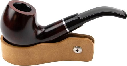 Pfeifenbesteck nickel guilloch.3tlg mit H&uuml;lle in Lederoptik