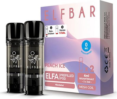 ELFBAR ELFA Pod Peach Ice 0mg Nikotin 2er