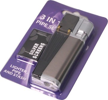COOL Metallpfeife mit Feuerzeug, mit 5er Pack Ersatzsiebe