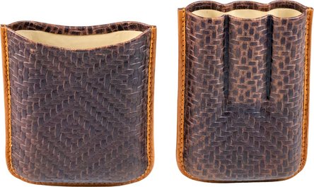 Zigarren Schiebe-Etui Leder d'braun mit Paspelierung 3er