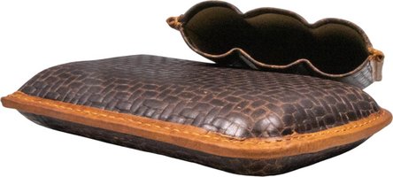 Zigarren Schiebe-Etui Leder d'braun mit Paspelierung 3er