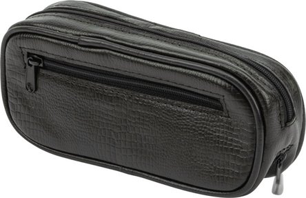 Pfeifentasche Leder schwarz Snake print 2er