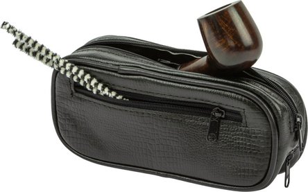 Pfeifentasche Leder schwarz Snake print 2er