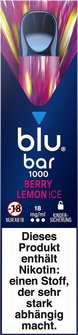 blu bar 1000 Berry Lemon Ice 18mg/ml 2mg, Inh. 2ml Liquid