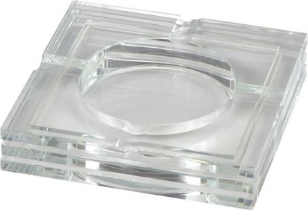 Zigarrenascher Glas transparent quadratisch  4 Ablagen