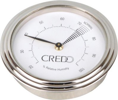 CREDO Hygrometer chrom Durchmesser 55mm, Einbaudurchm. 48mm