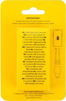 Tekmee Steckdosenadapter wei&szlig; 220V auf USB 2,4 A