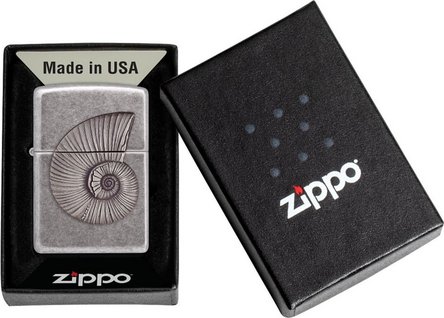 ZIPPO silber antik Emblem Shell/Ammonit 2008203