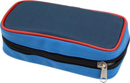 Pfeifentasche Lederoptik blau/rot  2er