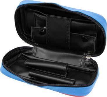 Pfeifentasche Lederoptik blau/rot  2er