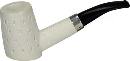 Block Meerschaum Pfeife Poker graviert, Silberring