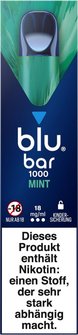 blu bar 1000 Mint 18mg/ml 2mg, Inh. 2ml Liquid