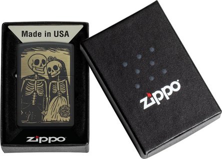 ZIPPO schwarz gelasert Skeleton Couple 60007808
