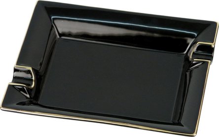 Zigarrenascher Porzellan schwarz/Goldrand 2 Ablagen