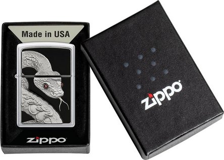 ZIPPO satin finish Plakette Snake Red Eyes 2008204