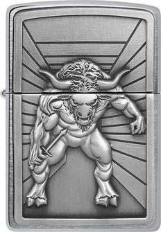 ZIPPO chrom geb&uuml;rstet Emblem Minotaur 2008234
