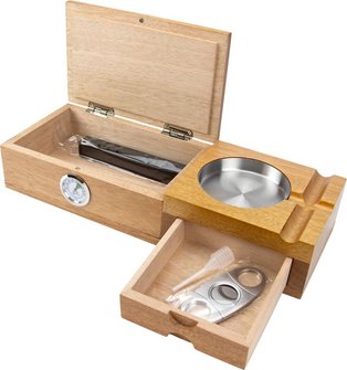 Zigarren-Set mit Ascher, Cutter, Hygrometer, Humidifer