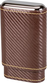 Zigarren Schiebe-Etui Leder d'braun carbonfinish, 3er