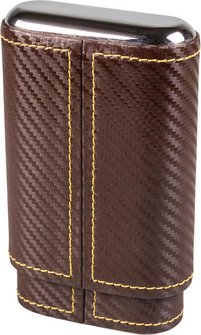 Zigarren Schiebe-Etui Leder d'braun carbonfinish, 3er
