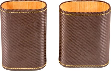 Zigarren Schiebe-Etui Leder d'braun carbonfinish, 3er