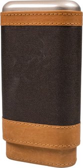 Zigarren Schiebe-Etui Leder hell-/dunkelbraun, 3er