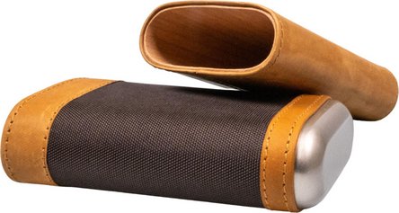 Zigarren Schiebe-Etui Leder hell-/dunkelbraun, 3er