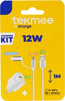 Tekmee Steckdosenadapter mit USB-C Kabel Travel Kit