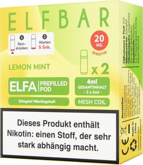 ELFBAR ELFA Pod Lemon Mint 20mg/ml Nikotin 2er