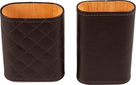 Zigarren Schiebe-Etui Leder dunkelbraun, Wabensteppung 3er