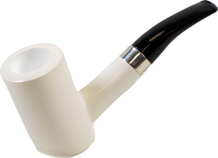 Block Meerschaum Pfeife Poker glatt, Silberring