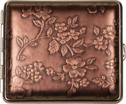 Zigtt.-Etui v.H. KL Blumen bronze Rahmen Nickel matt 18er