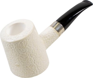 Block Meerschaum Pfeife Poker rustik, Silberring