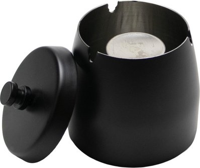 Windascher Metall rund mit Deckel schwarz 3 Ablagen 9cm