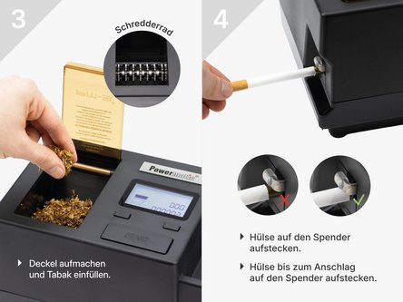 Powermatic III-S+ elekt.Zigaretten-Stopfger&auml;t m.integr.Grind