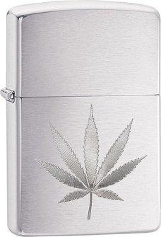 ZIPPO chrom geb&uuml;rstet graviert Leaf 60003698