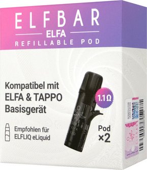 ELFBAR ELFA Refillable Pod 1.1 Ohm black clear 2pack