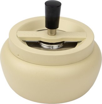Drehascher bauchig beige matt 13 cm