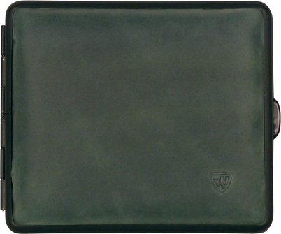 Zigtt.-Etui v.H. Veloursleder dunkelgr&uuml;n Rahmen schwarz 18er