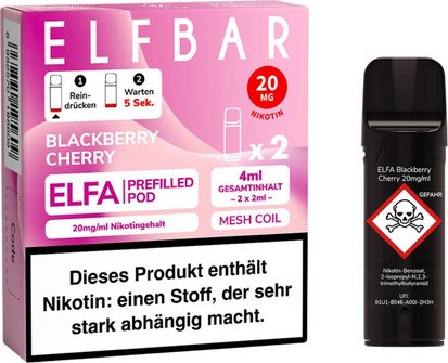 ELFBAR ELFA Pod Blackberry Cherry 20mg/Nikotin 2er