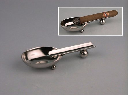 Zigarrenascher L&ouml;ffel klein chrom mit 1 Ablage