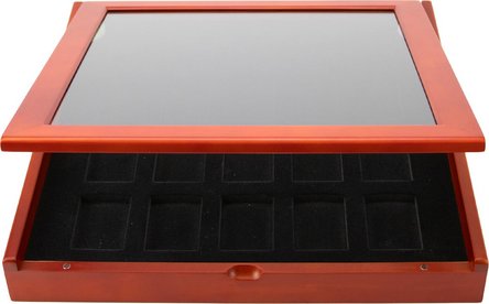 Sammlervitrine Rosenholz Finish f. 20 (z.B.Zippo) Feuerzeuge