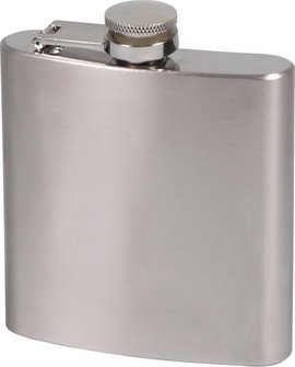 Hip flask stainless steel chrome satin 6oz/180ml