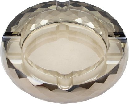 Zigarrenascher Kristallglas rund Rauchglas/silber 4 Ablagen